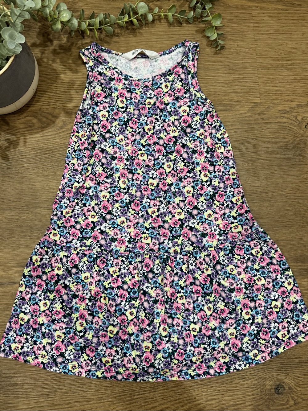 H&M Girls 5T Floral Sleeveless Drop Waist Dress Multicolor